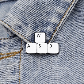 Alloy Square with Initial Letter Brooch Pin for Backpack Clothes