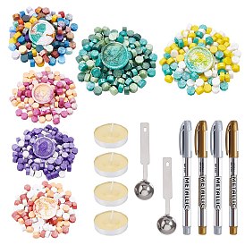 CRASPIRE DIY Scrapbook Making Kits, Including Sealing Wax Particles, Iron Wax Sticks Melting Spoon, Candle and Marking Pen