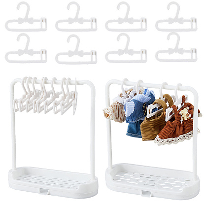 2шт. пластиковые вешалки для кукольной одежды, аксессуары для кукольного домика, с 20пластиковыми вешалками для кукольной одежды