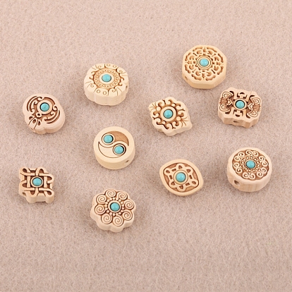 Perles de boisseaux, avec turquoise synthétique