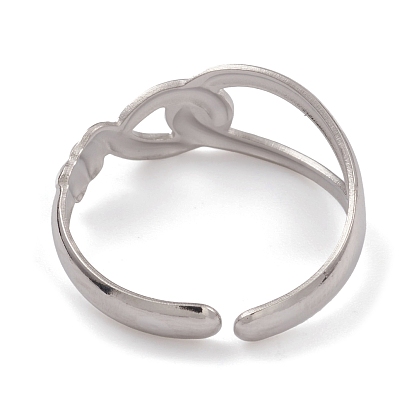 304 Stainless Steel Hollow Knot Open Cuff Rings for Women