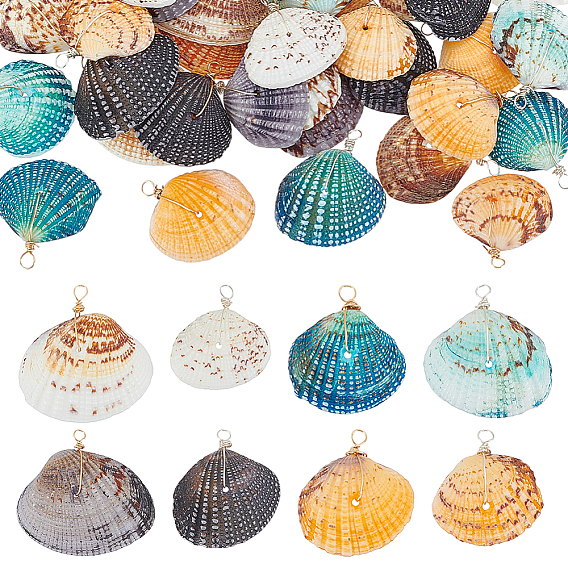 40 шт. Подвески из натуральных ракушек, с медной проволокой