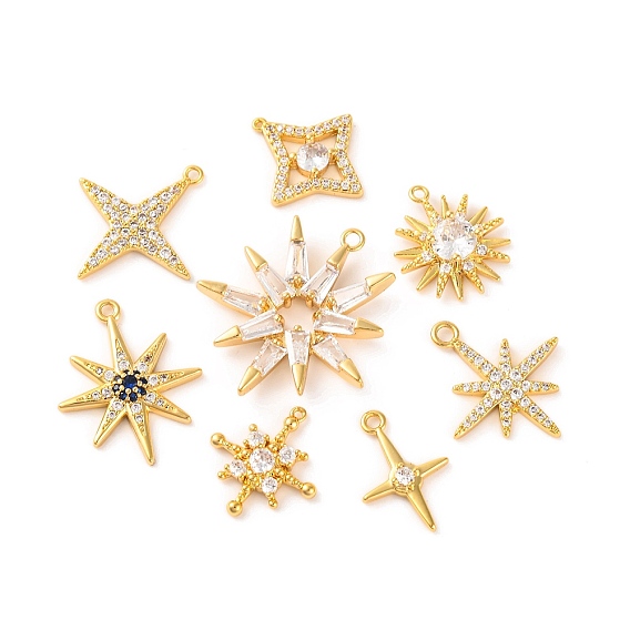 Латунные микропаве прозрачные подвески с фианитом, звезда