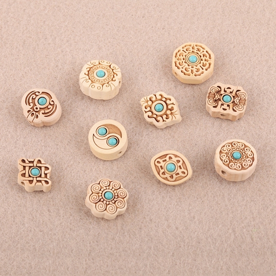 Perles de boisseaux, avec turquoise synthétique
