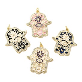 Латунные микро проложить кубического циркония подвески, Религия Хамса обереги для рук, с эмалью, без свинца и без кадмия, долговечный, стойки покрытие, реальный 18 k позолоченный, с целью перехода в кольце