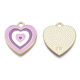 Rack Plating Alloy Enamel Pendants, Cadmium Free & Lead Free, Heart