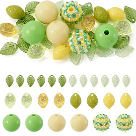 30шт. 9 стили, окрашенные методом запекания, непрозрачные и прозрачные акриловые бусины, разнообразные