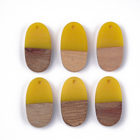 Подвески из смолы и ореха, овальные