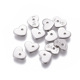 304 Stainless Steel Charms, for Valentine's Day Jewelry Making, Chain Extender Teardrop, Heart with word LOVE