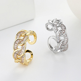 Регулируемые манжетные кольца с микропаве из кубического циркония из латуни, открытые кольца для женщин