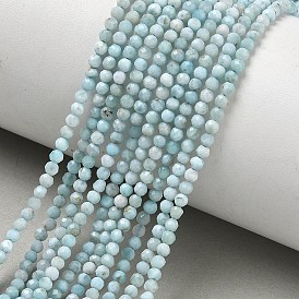 Natural Larimar Beads Strands, Round, Faceted