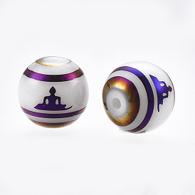 Стеклянные бусины с гальваническим покрытием , чакра стиль, вокруг с сидеть в медитации