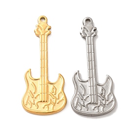 Ion Plating(IP) 304 Stainless Steel Pendants, Guitar Charm