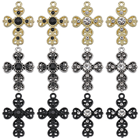 24 шт 6 цвета подвески из сплава, со стразами, крест прелести