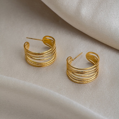 304 серьги-гвоздики из нержавеющей стали для женщин, многослойный с-образный