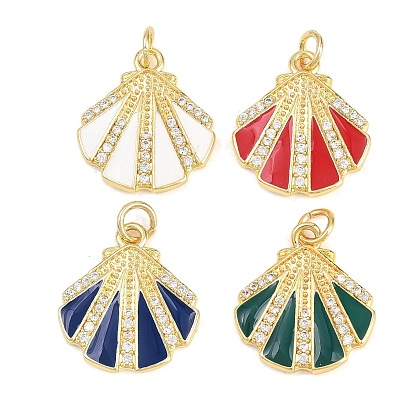 Латунные микропаве прозрачные подвески с фианитом, с эмалью, оболочки прелести, без кадмия и без свинца, реальный 18 k позолоченный