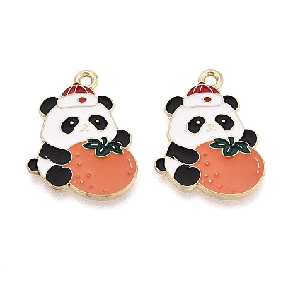 Подвески из эмали и сплава, панда с оранжевыми подвесками, золотой свет