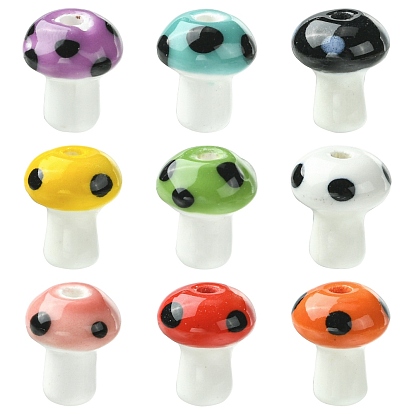 45шт 9 цвета фарфоровые бусины ручной работы, гриб