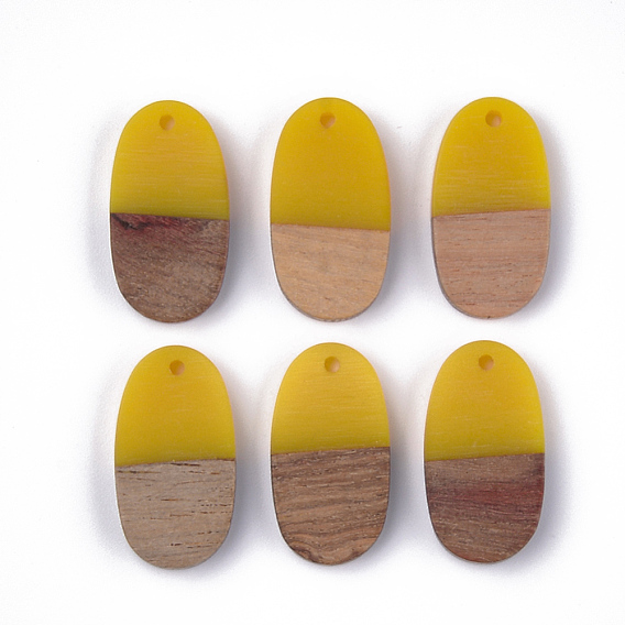 Подвески из смолы и ореха, овальные