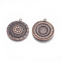 Tibetan Style Alloy Carved Flat Round Pendants, Lead Free and Cadmium Free