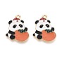 Подвески из эмали и сплава, панда с оранжевыми подвесками, золотой свет