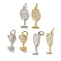 Кубические подвески из латуни с микропаве, реальный 18 k позолоченный, Мартини чары, бокал прелести, без кадмия и без свинца