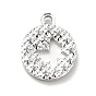 Alloy Rhinestone Pendants, Platinum Tone Hollow Out Flat Round with Butterfly Charms