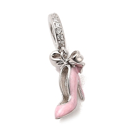 925 европейские подвески из стерлингового серебра, с кубического циркония и эмали, туфли на высоких каблуках, Подвески с большими отверстиями