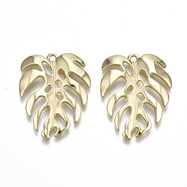 Rack Plating Alloy Pendants, Cadmium Free & Lead Free, Leaf