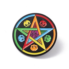 Rainbow Color Pride Flag Star & Skull Enamel Pin, Electrophoresis Black Alloy Brooch for Backpack Clothes