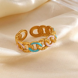 304 из нержавеющей стали манжеты кольца, с эмалью, дизайн цепи