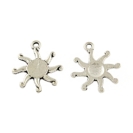 Tibetan Style Alloy Sun Pendants, Solar Eclipse Pendants, Cadmium Free & Lead Free, 19x16.5x2mm, Hole: 2mm, about 555pcs/500g