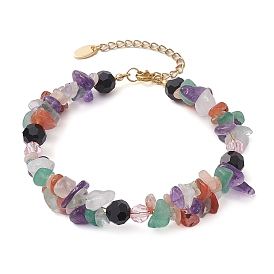 Chip Natural Mixed Stone & Acrylic & Glass Beaded  Bracelets for Women