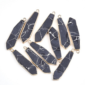 Electroplate Gemstone Pendants, with Iron Findings, Sword, Golden
