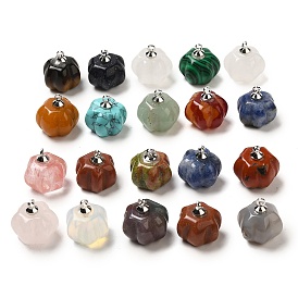 Gemstone Pumpkin Charms with Brass Bails