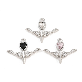Alloy with Rhinestone Pendants, Arrow with Heart Charms, Rack Plating, Platinum