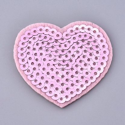 Computerized Embroidery Cloth Iron on/Sew on Patches, with Paillette, Costume Accessories, Appliques, Heart