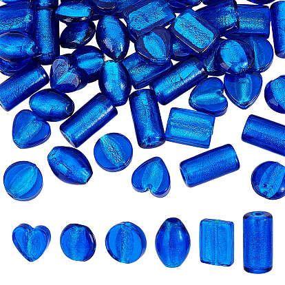 60 шт. 6 стили бусины ручной работы из серебряной фольги в технике лэмпворк, разнообразные