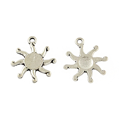 Tibetan Style Alloy Sun Pendants, Solar Eclipse Pendants, Cadmium Free & Lead Free, 19x16.5x2mm, Hole: 2mm, about 555pcs/500g