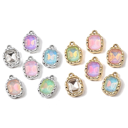 Стеклянные подвески из сплава с ультрафиолетовым покрытием, прямоугольный шарм, граненые, разноцветные