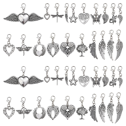 40шт 20 стили крыла сплав подвески украшения, Сплав с застежками когтя омара