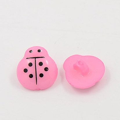 Acrylic Shank Buttons, 1-Hole, Dyed, Ladybug, Hole: 3mm