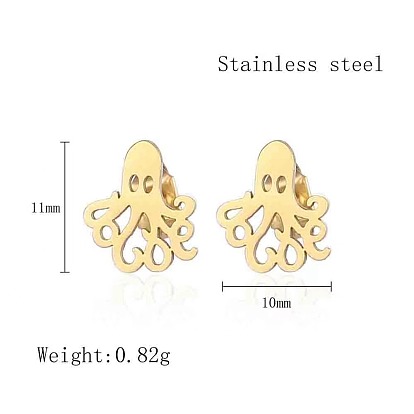 304 Stainless Steel Ear Studs for Women, Octopus