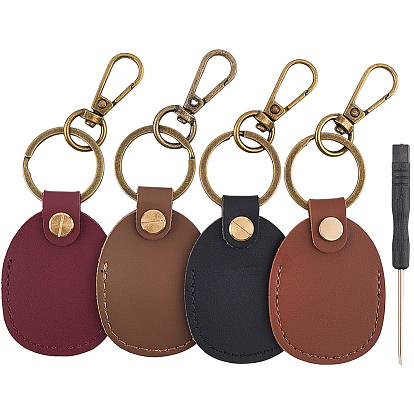 4шт 4 цвета брелки из искусственной кожи, с железной отверткой