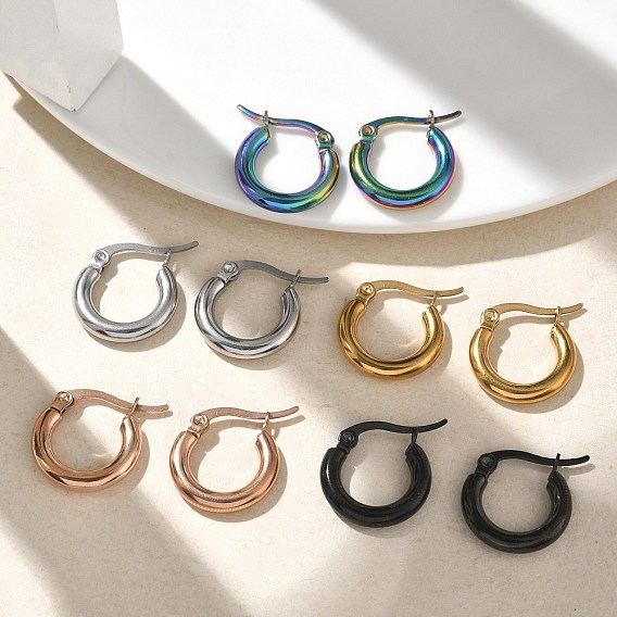 304 серьги из нержавеющей стали для женщин, ионное покрытие (ip), Кольцевая форма