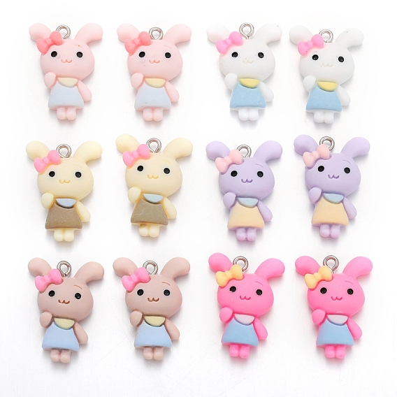 Подвески из смолы, кролик, с платиновым шлейфом