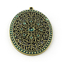 Oval Zinc Alloy Big Pendant Rhinestone Settings, Cadmium Free & Lead Free, Fit for 2~5mm Rhinestone, 64x47x4mm, Hole: 2.5mm