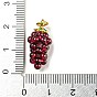 Natural Garnet Round Cluster Pendants, Grape Charms with Golden Plated Alloy Snap on Bails and Elastic Rope