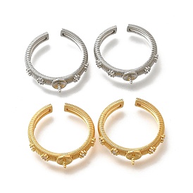 Латунные оправы для колец-манжет с прозрачными кубическими цирконами, для полуполых бусин 