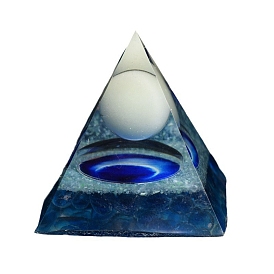 Orgonite Pyramid Resin Display Decorations, with Luminous Ball Inside, for Home Office Desk Decoration